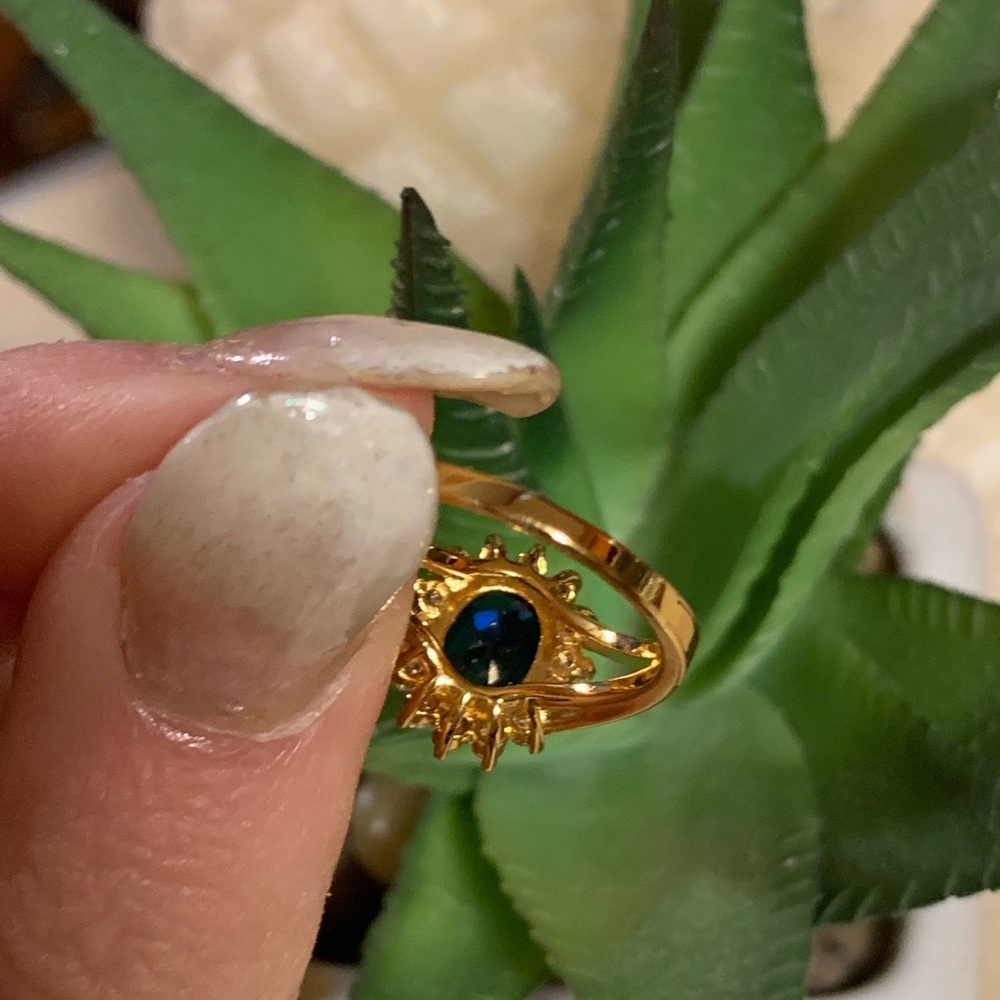 Stunning blue sapphire floral ring - Picture 4 of 8